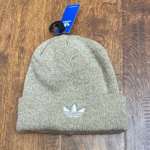 adidas Beige Trefoil Cuffed Knit Beanie